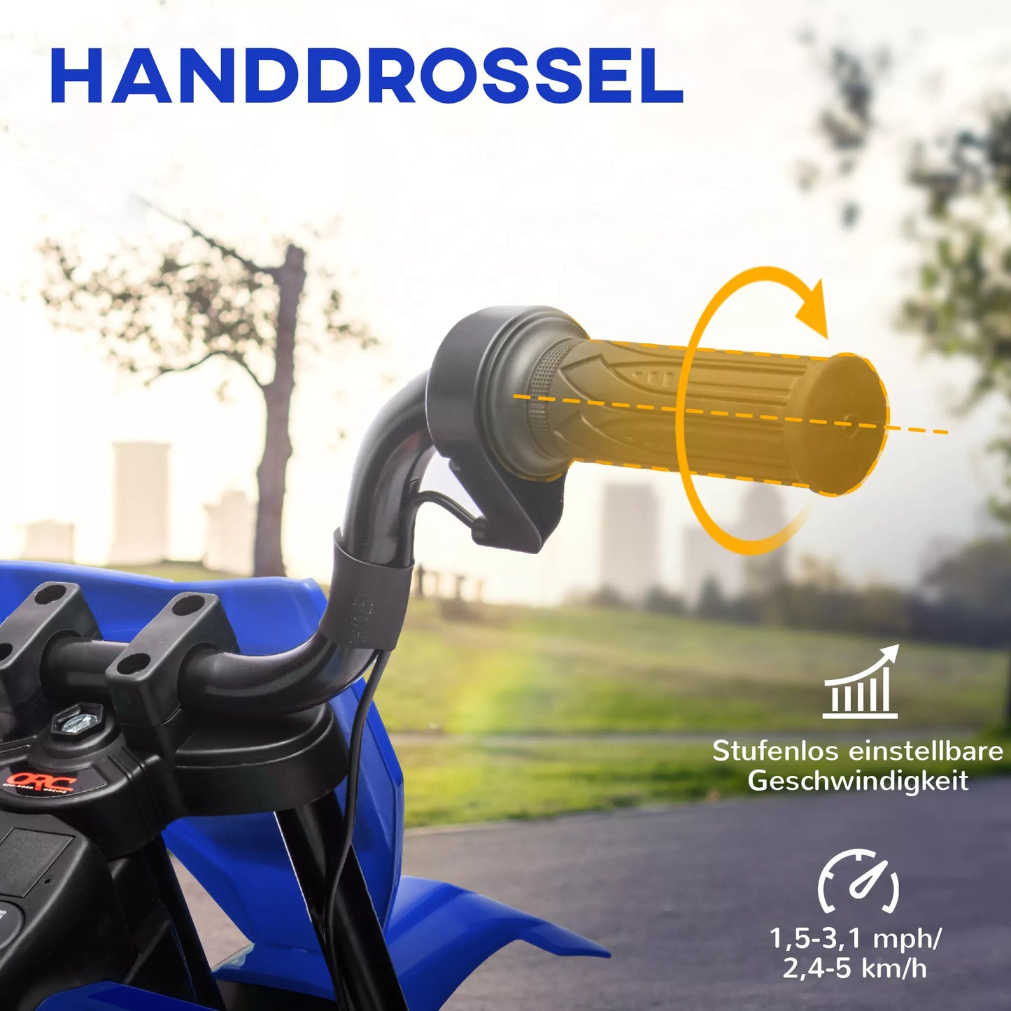 Elektrinis motociklas vaikams, 12V vaikiškas motociklas su muzika, transporto priemonė su pagalbiniais ratukais, 3-6 metų amžiaus, mėlynas