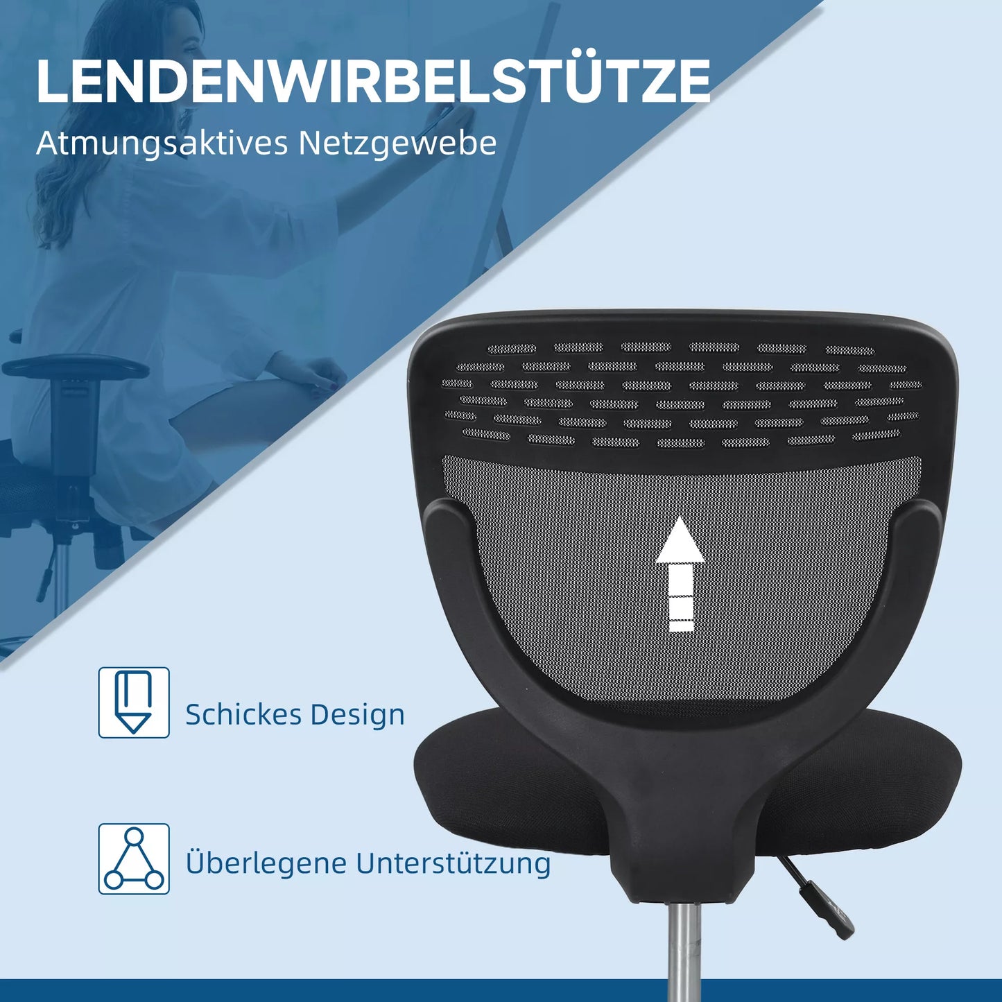 Biuro kėdė, darbo kėdė, rašomojo stalo kėdė, reguliuojamo aukščio, paminkštinta, juoda