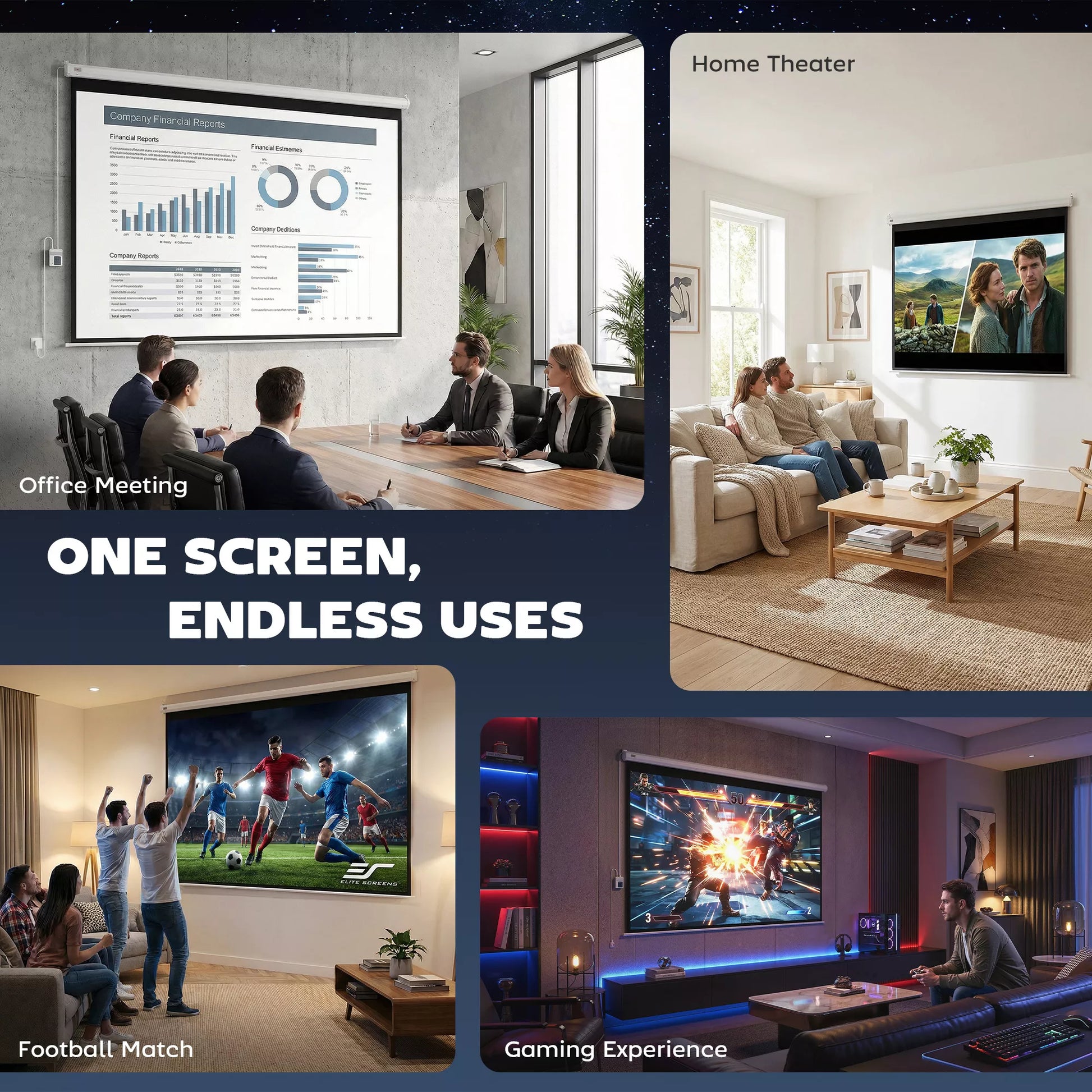 Projektoriaus ekranas, projekcijos ekranas, 100 colių, 4:3, 203x152 cm, baltas