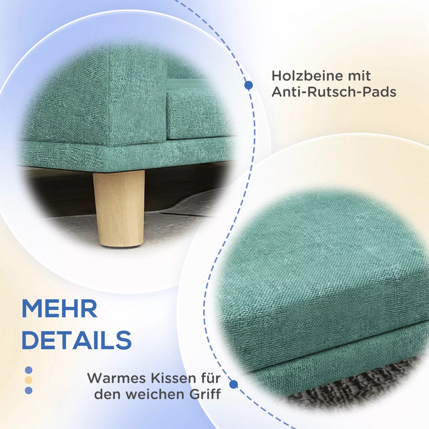 Šunų lova, šunų sofa, naminių gyvūnėlių sofa, Eukalipto mediena, 98 x 67 x 25 cm, Žalia