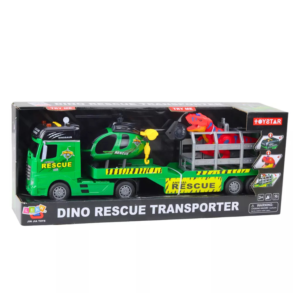 Gelbėjimo žaislų rinkinys „Animal Rescue“ su sunkvežimiu, sraigtasparniu ir dinozauru