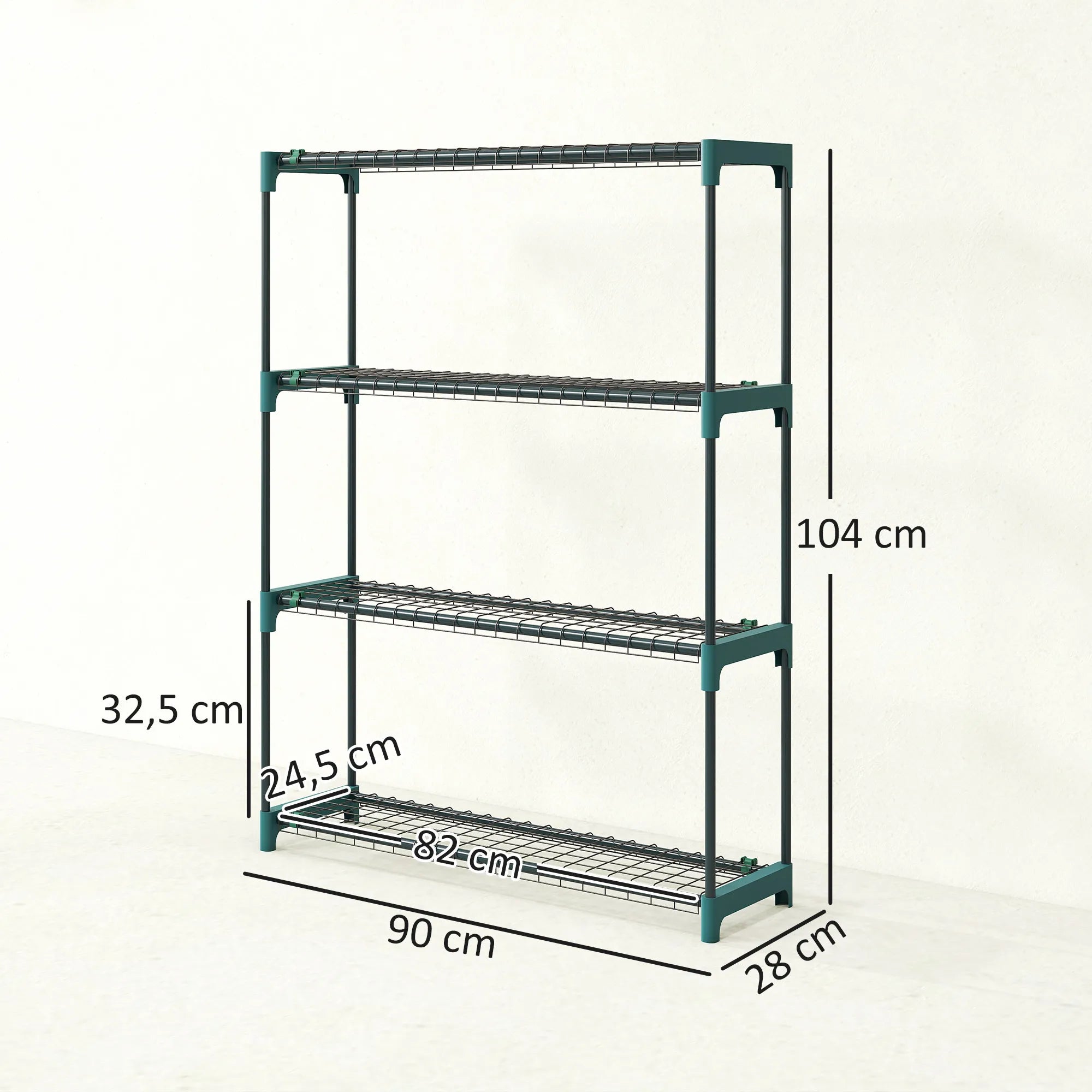 Gėlių stovai 4-ių aukštų 104 cm tamsiai žali