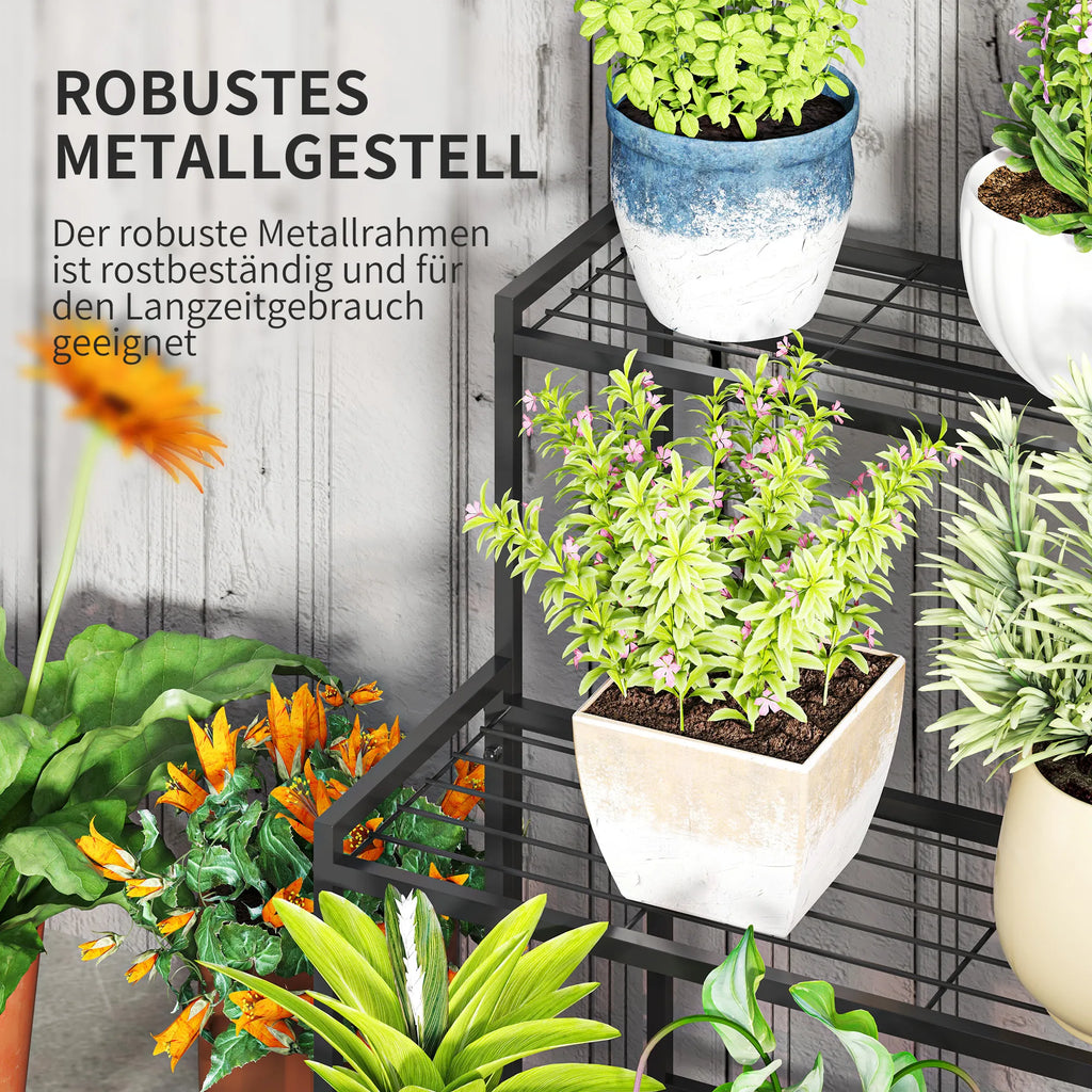 Gėlių stovas 3 pakopų, metalinis, juodas