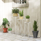 Gėlių stovas metalinis 3 vnt. 50/60/70 cm aukščio balta