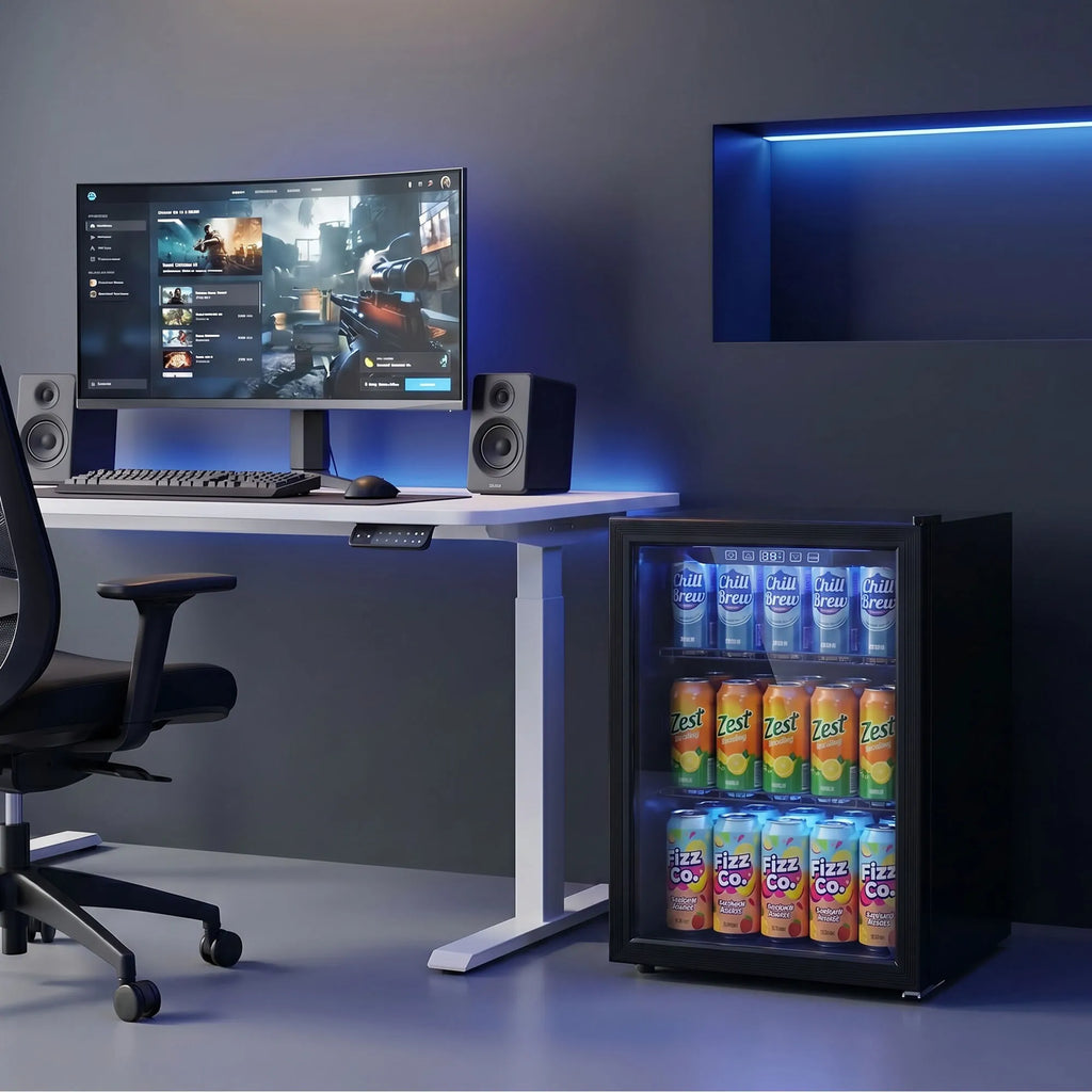 Gėrimų šaldytuvas 70 l, su LED apšvietimu, juodas
