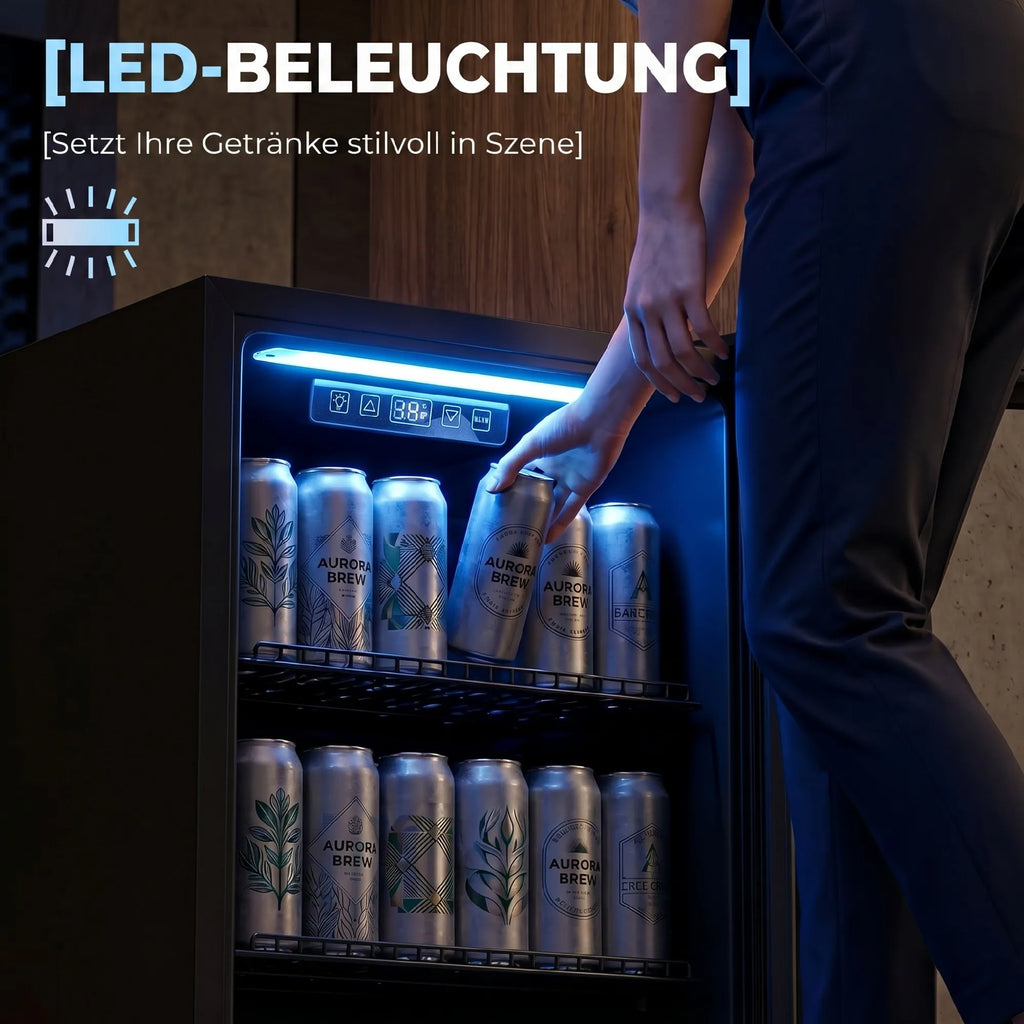 Gėrimų šaldytuvas 70 l, su LED apšvietimu, juodas