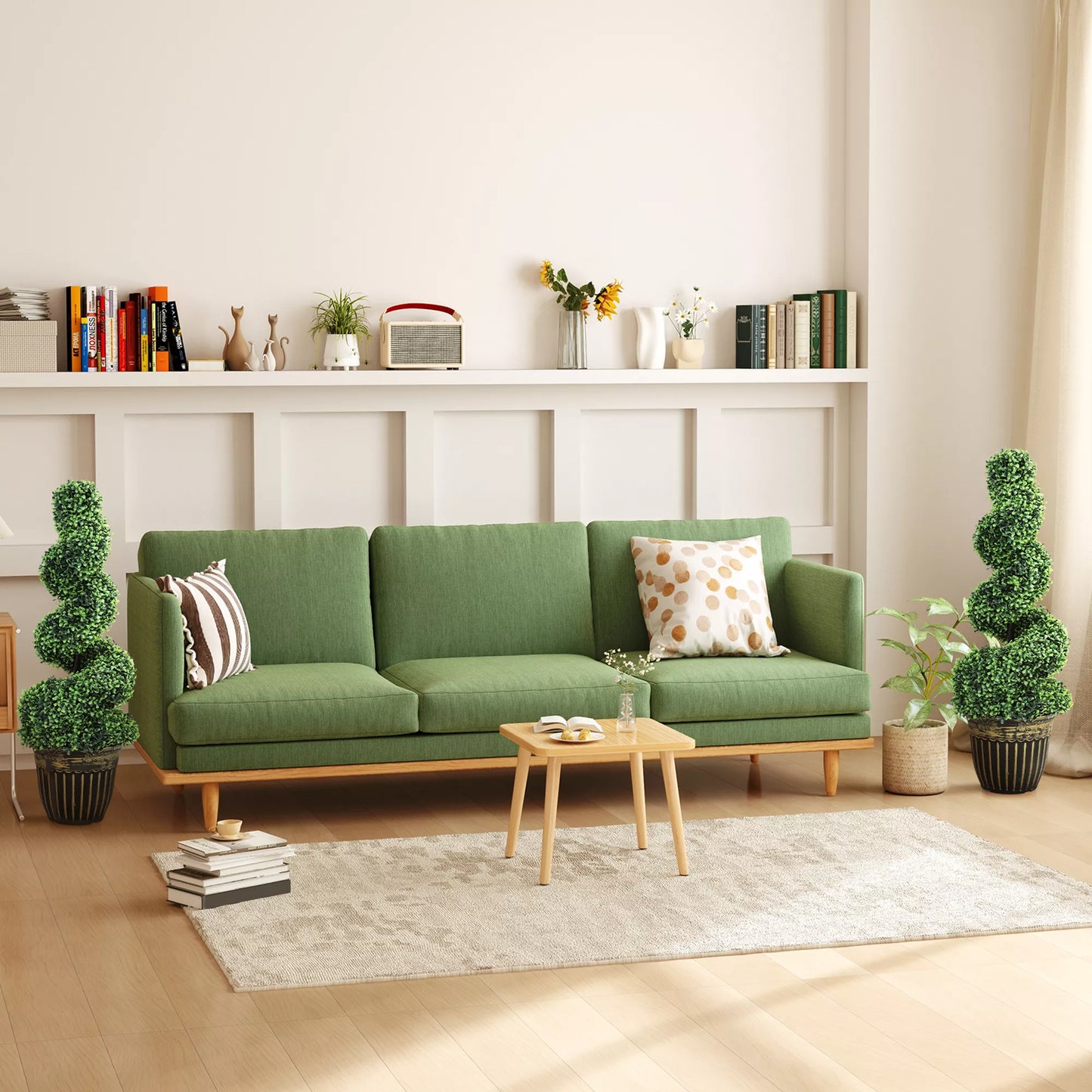 Spiralinis buksmedis, 2 vnt. rinkinys, dirbtiniai augalai, su vazonu, 90 cm aukštis, žalias