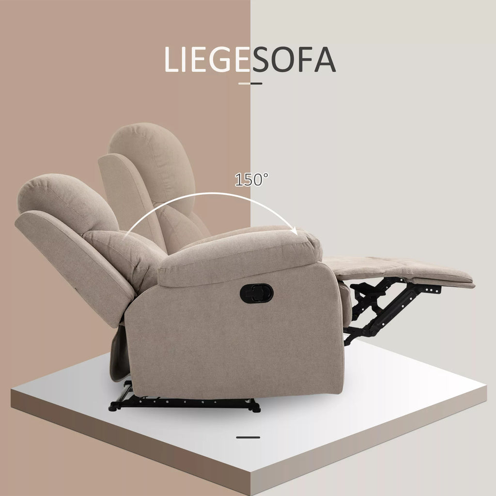 Atlošiamas krėslas, vienvietė sofa, gultas, 150° atlenkiamas televizoriaus krėslas, atlošiamas fotelis su miego funkcija svetainei, linas, smėlio spalvos, 93 x 88 x 102 cm
