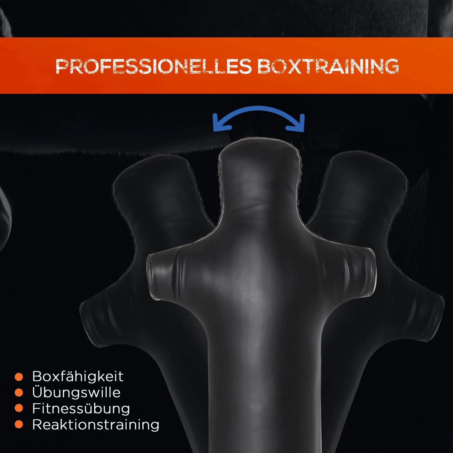 Stovintis bokso maišas 180cm suaugusiems, bokso manekenas, bokso stulpas su humanoidiniu dizainu, Heavy Duty, sunkus stovintis bokso maišas profesionalams ir pradedantiesiems - Juodas