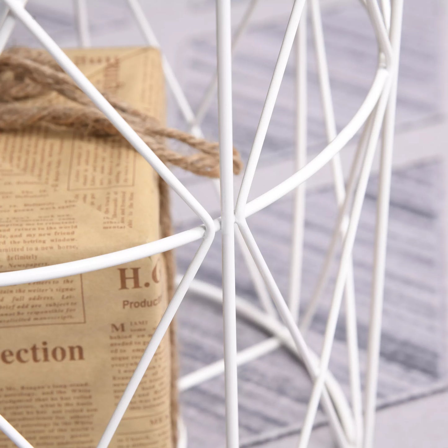 Apvalus 2 vnt. komplekto svetainės staliukas, sukraunamas, su nuimamu dangčiu, kavos staliukas su metaliniu rėmu, svetainei - Natūralus+Baltas