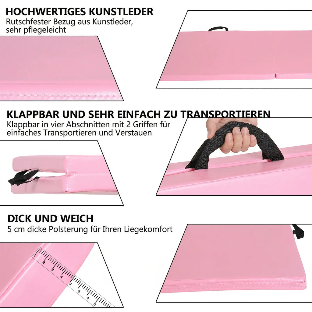 Gimnastikos kilimėlis sulankstomas 180x60x5 cm, rožinis