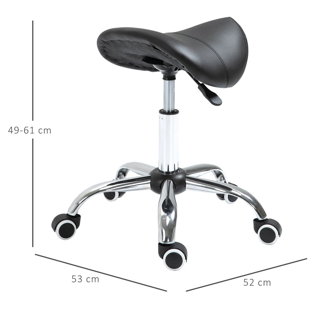 Darbo kėdutė su ratukais reguliuojamo aukščio 49-61 cm juoda