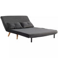 2-vietė miegamoji sofa, miegamoji sofa, į lovą transformuojama sofa, reguliuojamas atlošas, audinio apmušalas, metalinis rėmas, pilkos spalvos