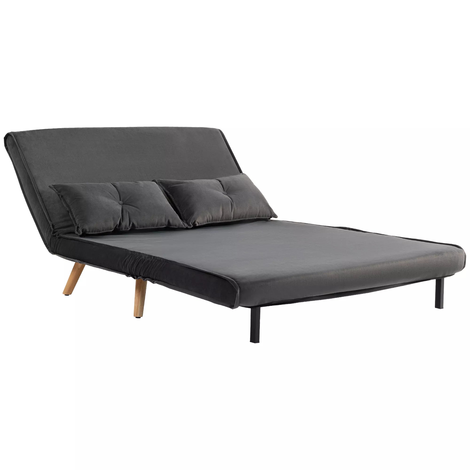 2-vietė miegamoji sofa, miegamoji sofa, į lovą transformuojama sofa, reguliuojamas atlošas, audinio apmušalas, metalinis rėmas, pilkos spalvos