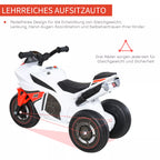 Baltas su raudonais akcentais balansinis motociklas su atidarytu galinio bagazų veko