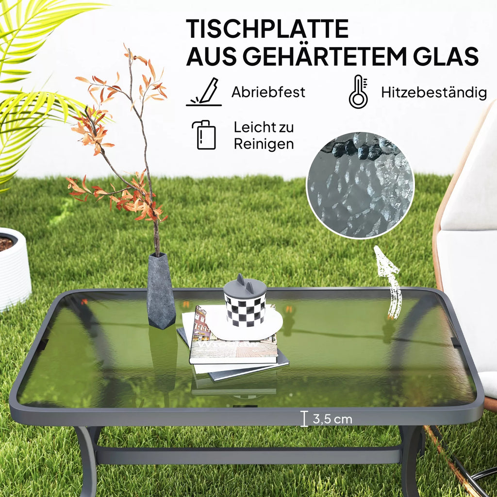 Staliukas iš grūdinto stiklo Kavos staliukas Staliukas su banguotu dizainu, suapvalintais kampais Balkono staliukas 95x55 cm Juodas