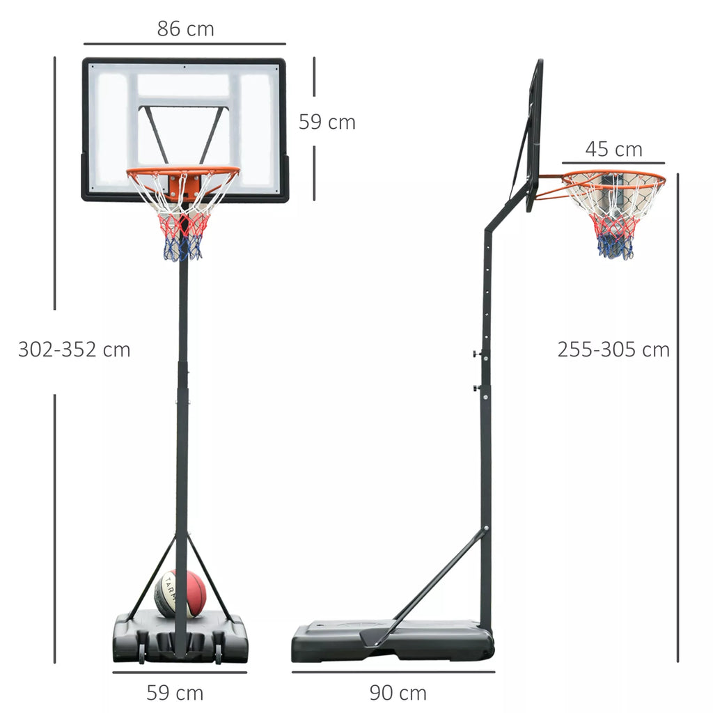 Lauko krepšinio stovas su stovu, 255–305 cm aukščio reguliuojamas krepšinio stovas su ratukais, krepšinio lentos stovas, krepšinio aikštelė, plienas