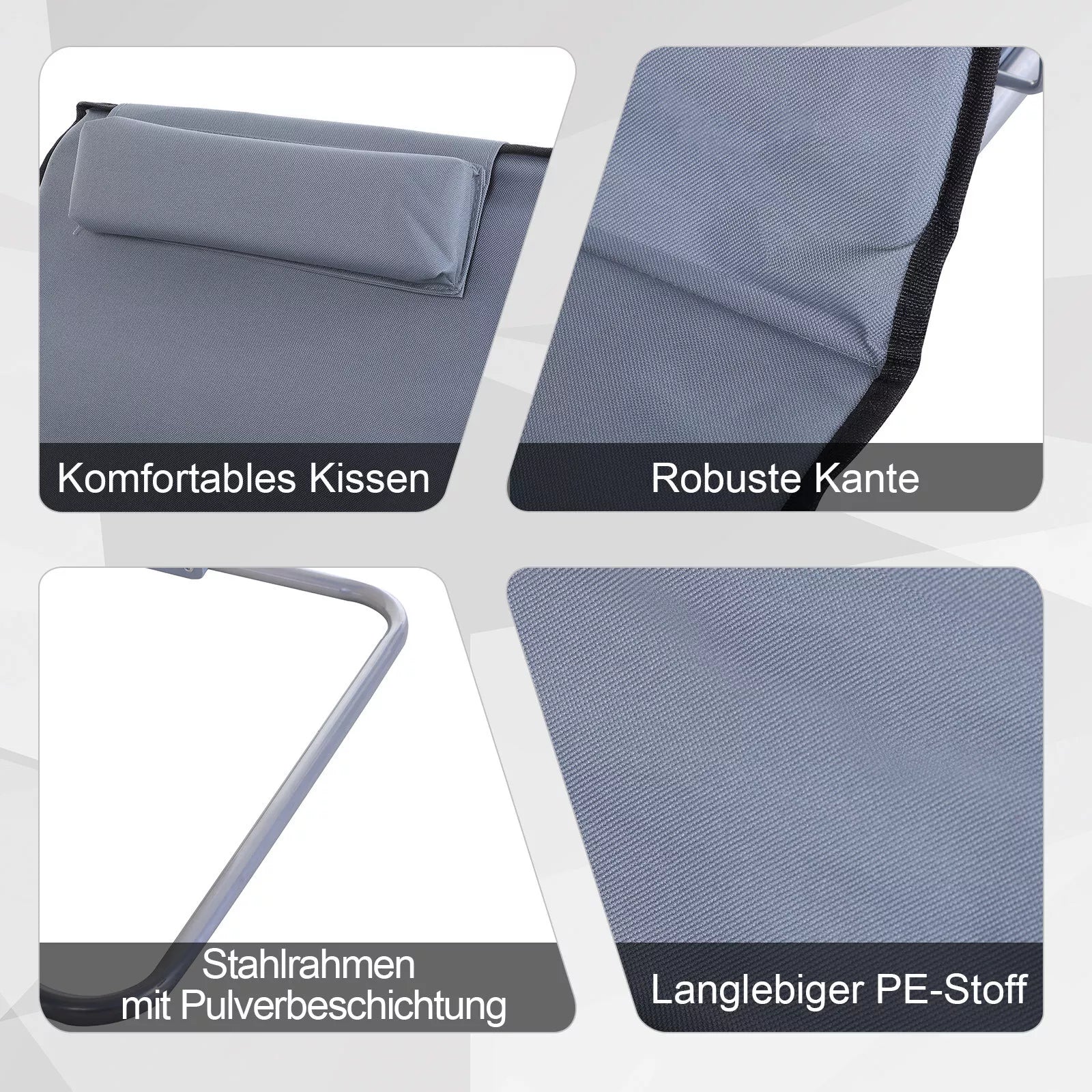 Sulankstomas gultas Sodo gultas su pagalve Gultas su 5 pakopų reguliuojamu atlošu Paplūdimio gultas su nešimo maišeliu Sodo kėdė sodui Atostogoms Lauke Paplūdimyje Baseine, Pilka