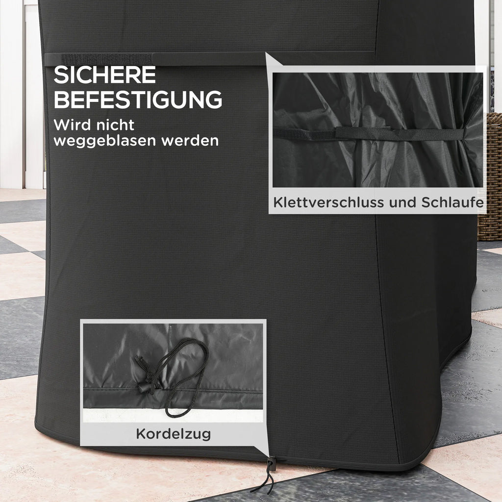 Griliaus apsauginis dangtis, stačiakampis, 147 × 61 × 120 cm, juodas