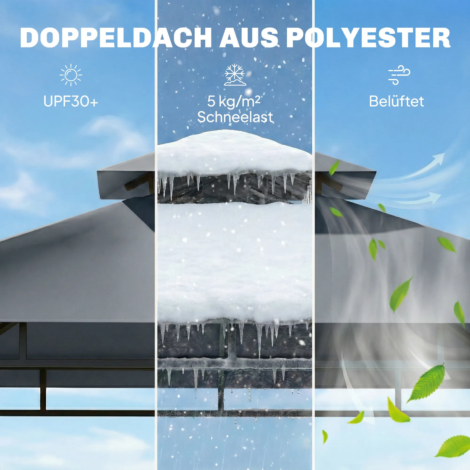 Grilio pavėsinė 2,4 x 1,4 m su lentynomis ir ventiliuojamu stogu