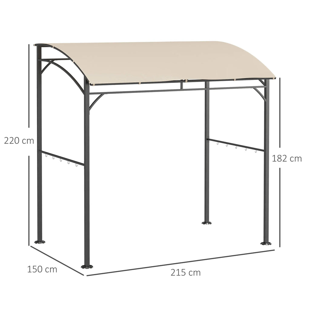 Grilio pavėsinė metaliniu rėmu 215x150x220 cm smėlio ir juodos spalvos