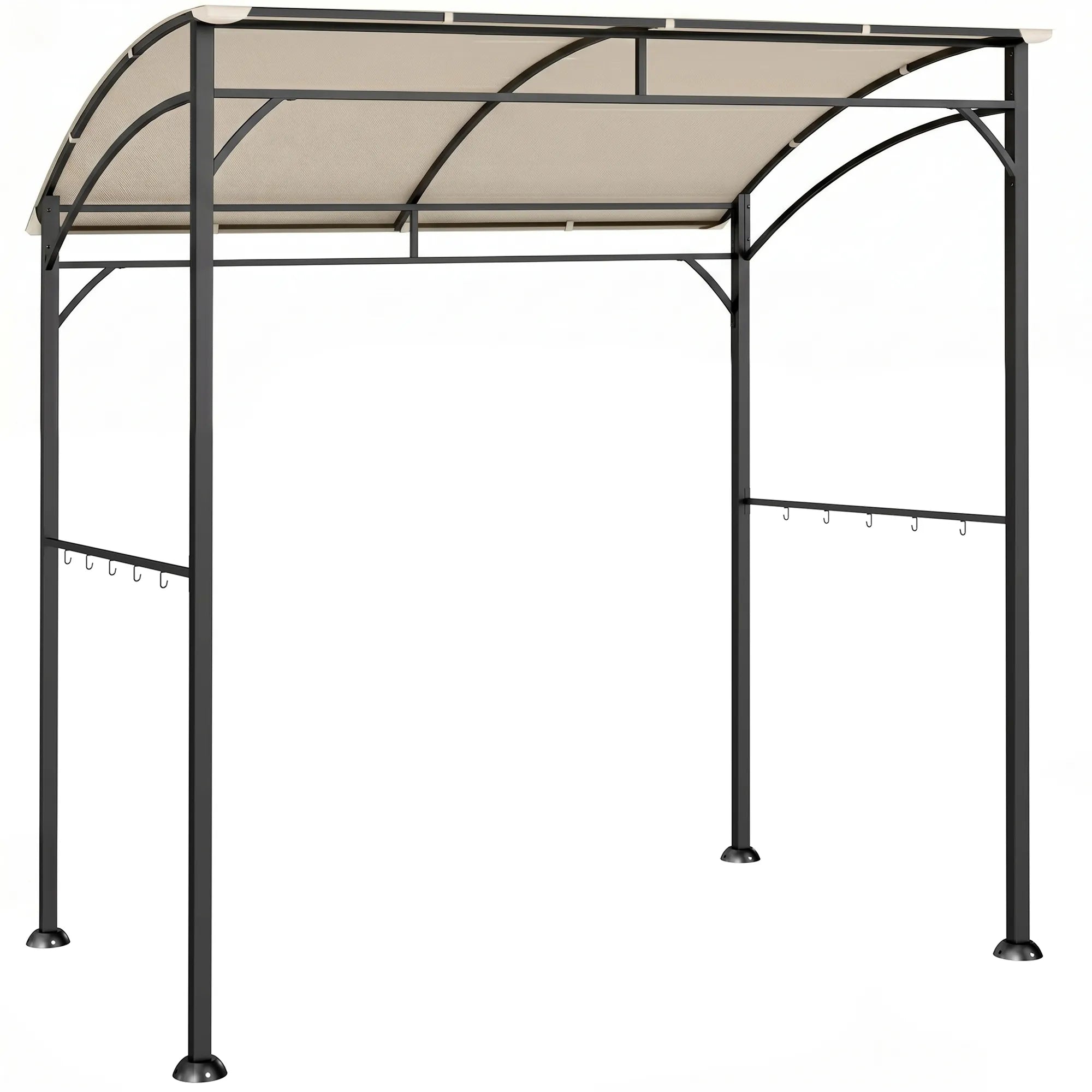 Grilio pavėsinė metaliniu rėmu 215x150x220 cm smėlio ir juodos spalvos