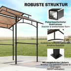 Grilio pavėsinė su apsauginiu stogeliu, 2,5 x 1,5 m, ruda ir juoda