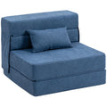 Grindinis fotelis sulankstomas su pagalve iki 120 kg tamsiai mėlynas