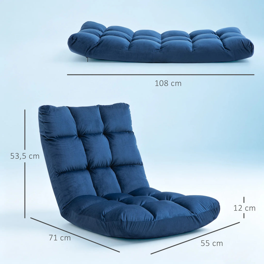 Grindinis fotelis transformuojamas, iki 120 kg, su reguliuojamu atlošu, 55x71x53,5 cm, mėlynas