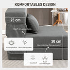 Grindų sofa, paverčiama čiužiniu, su pagalve, pilka