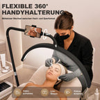 Grožio lempa pusmėnulio formos, su telefono laikikliu 136–186 cm, juoda