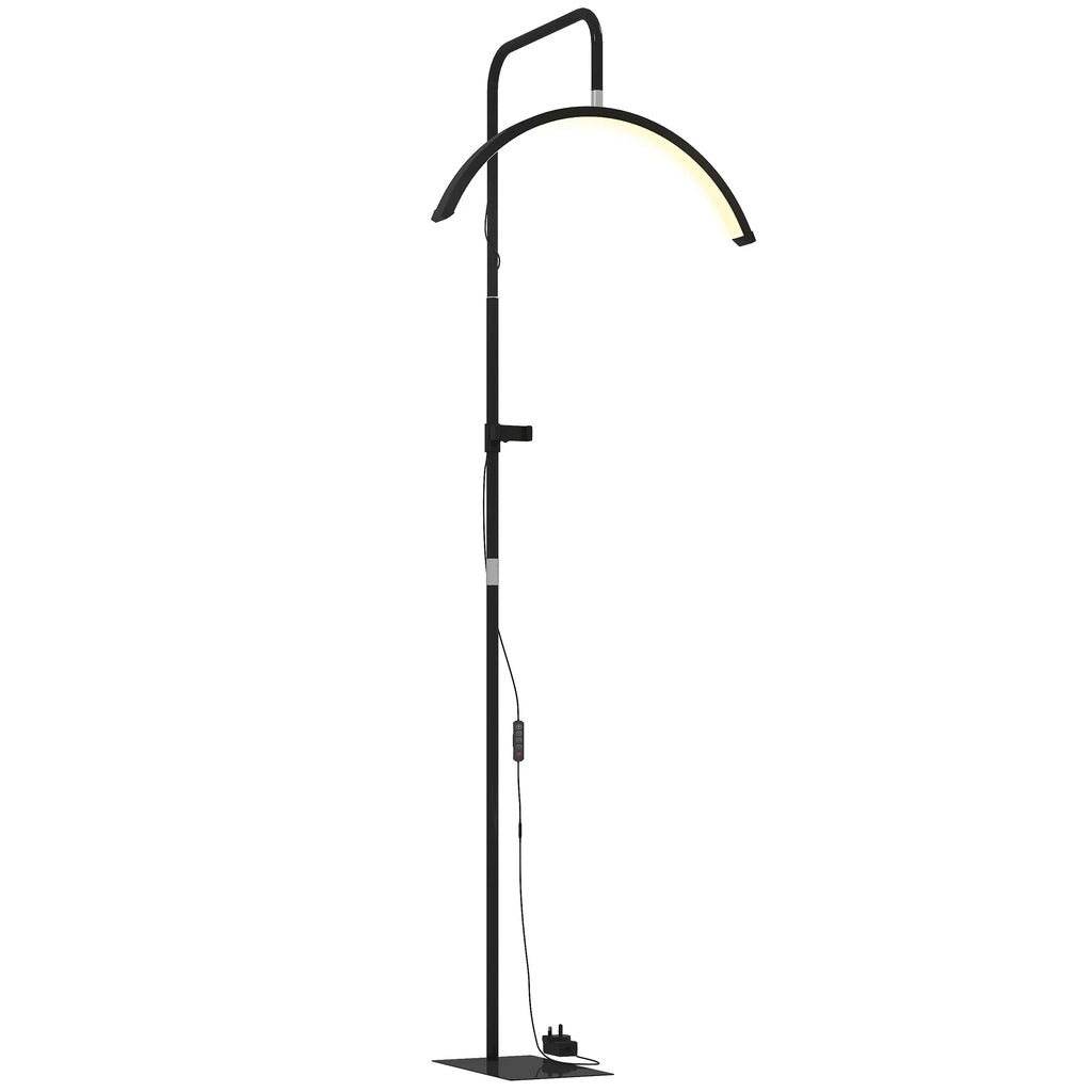 Grožio lempa pusmėnulio formos, su telefono laikikliu 136–186 cm, juoda