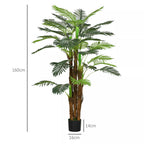 Dirbtinės palmės matmenų schema: 160 cm aukščio