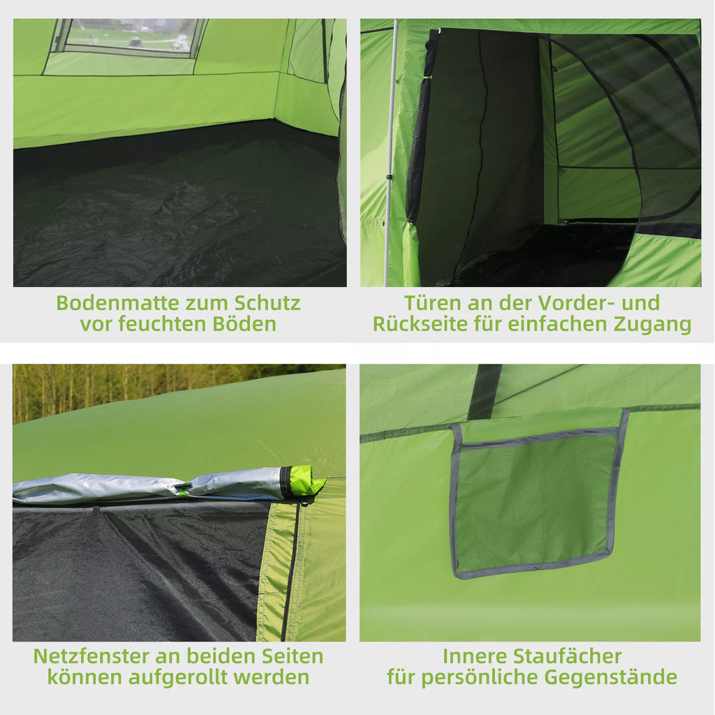 Kempingo palapinė Kupolinė palapinė Šeimos palapinė 2 miegamosios kabinos 4–8 asmenims L405 x B305 x H225 cm