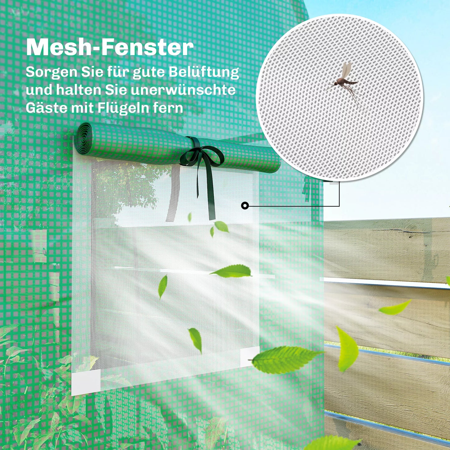 Šiltnamis pomidorams su susukamosiomis durelėmis ir tinkliniais langais,plėvėlė, ir plienas, 170 x 68 x 200 cm, žalia