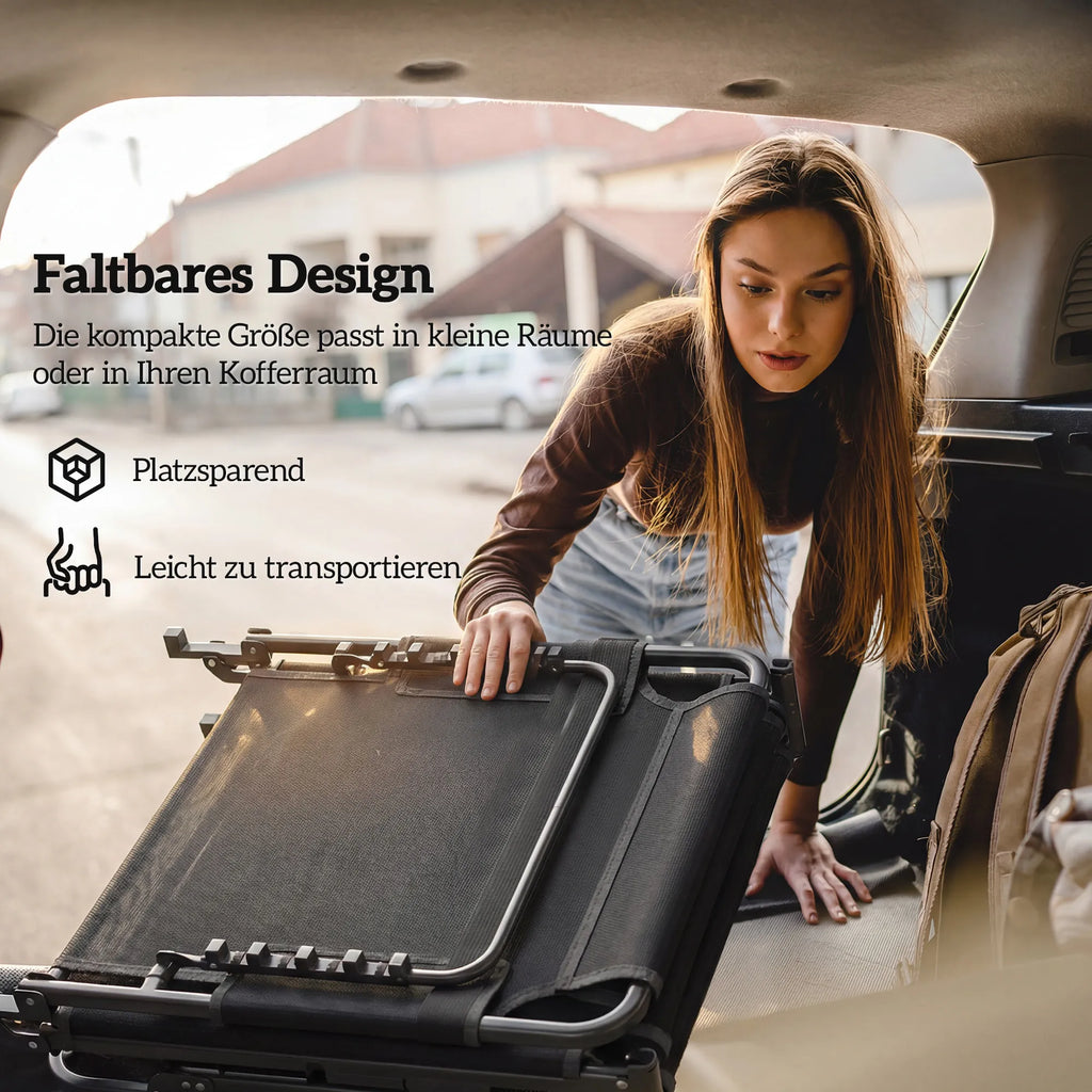 Sulankstytas gultas dedamas į automobilio bagažinę