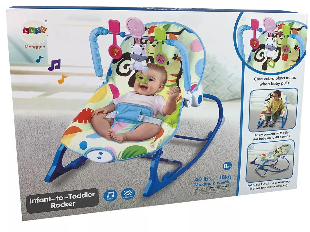Gultukas kūdikiams, 3–18 kg, su muzika ir vibracija, mėlynos spalvos