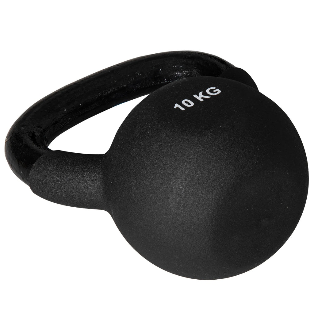 Svarstis (Kettlebell), 10 kg, su plastiko danga, plienas, juodas, 19 x 12 x 22 cm