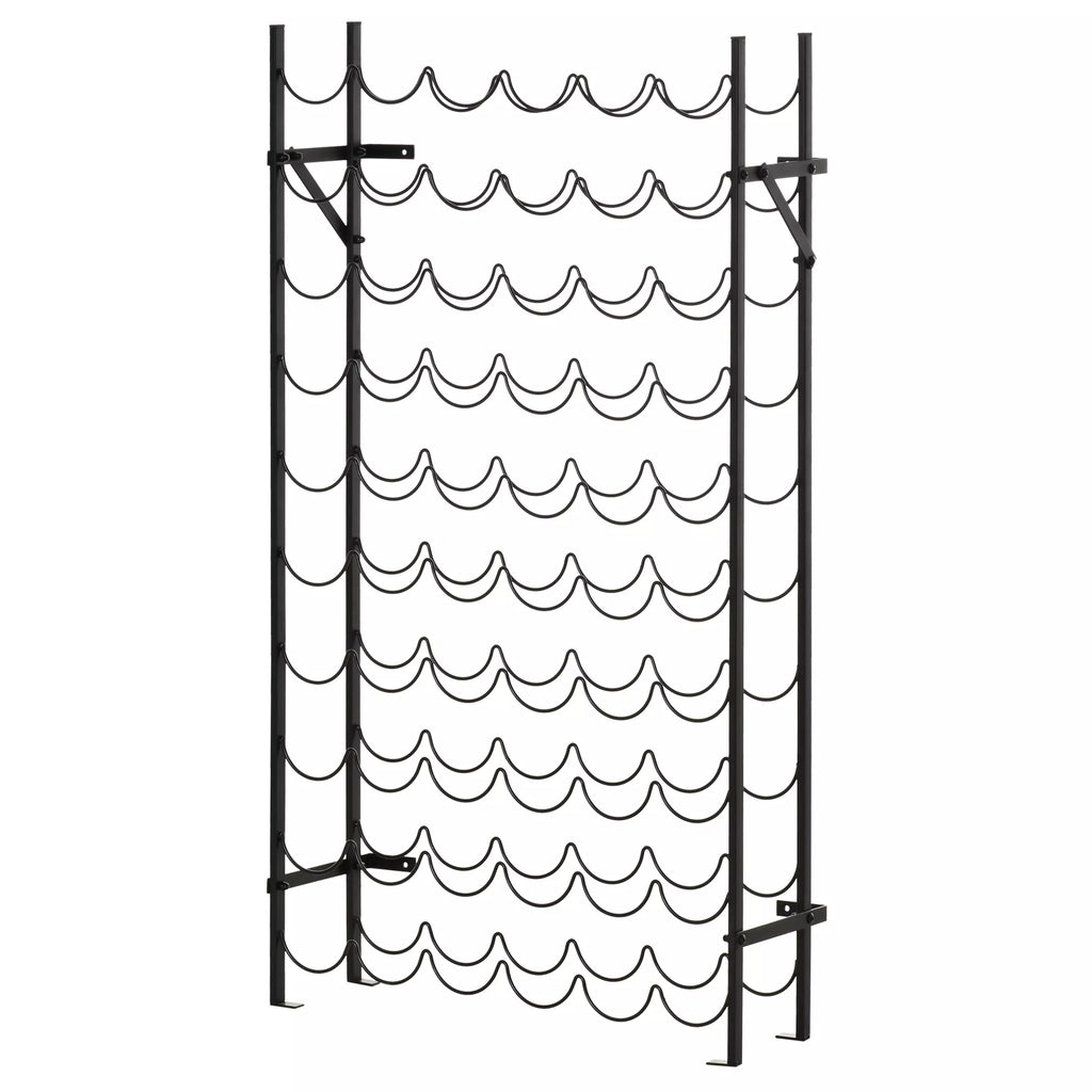 Vyno stovas metalinis 60 butelių 64,5 x 5,5 x 120,5 cm juodas
