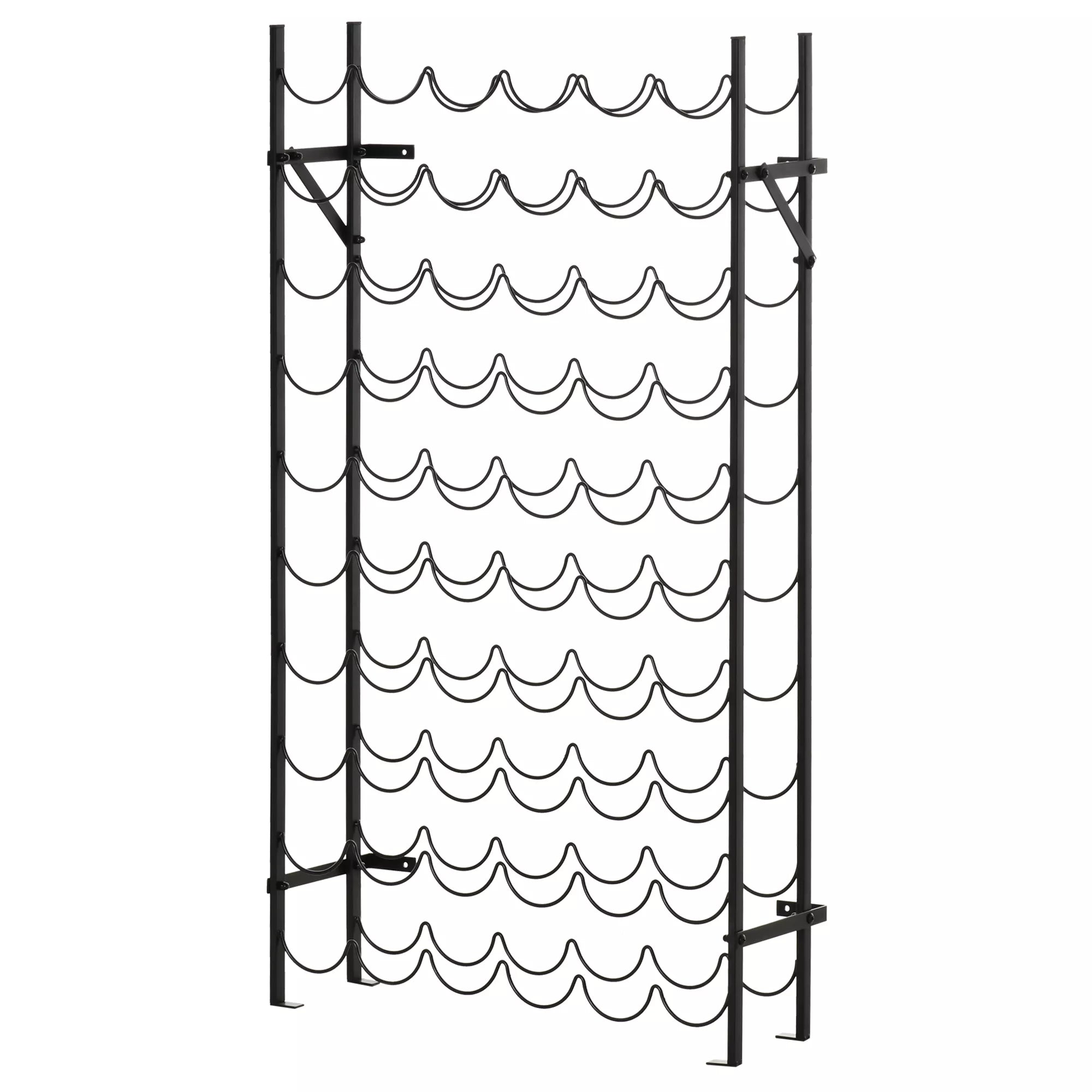 Vyno stovas metalinis 60 butelių 64,5 x 5,5 x 120,5 cm juodas
