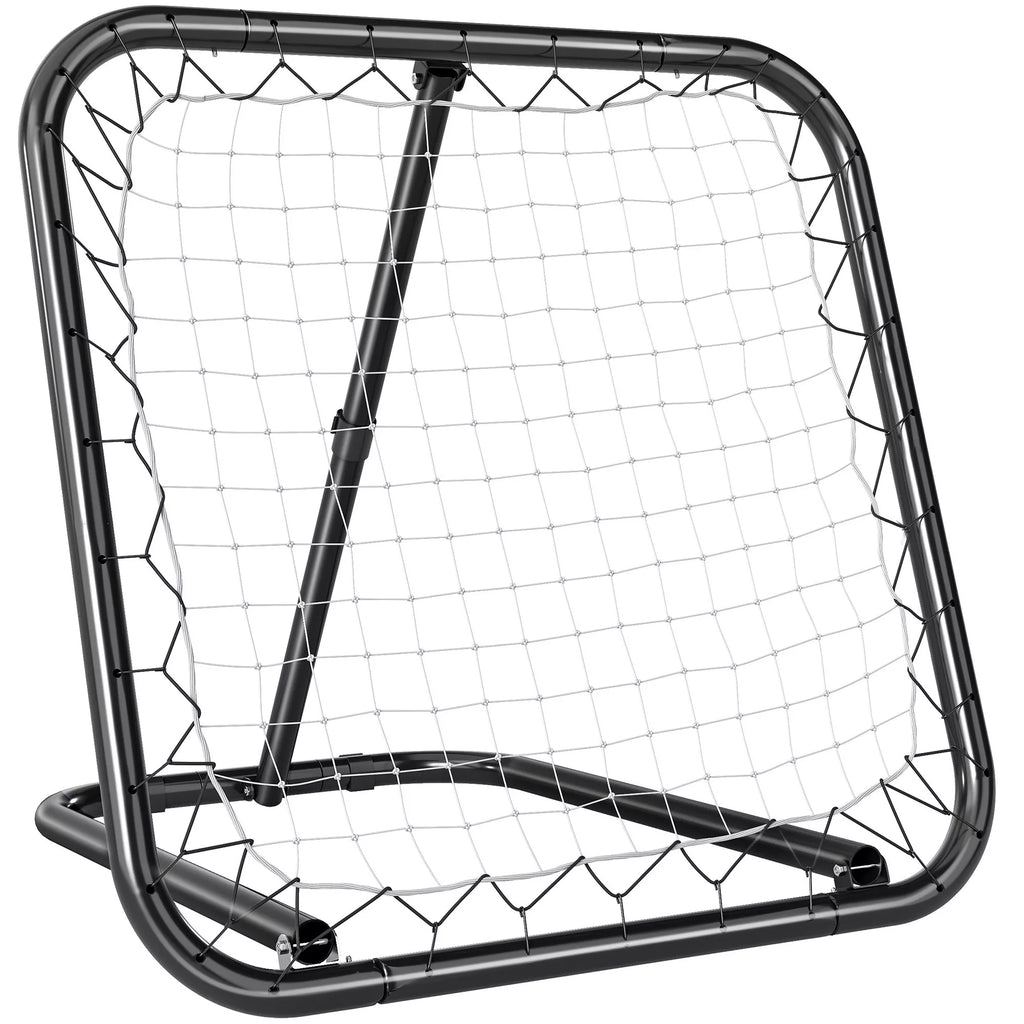 Futbolo atmušėjas, 78 x 84 cm atmušimo sienelė su kuoliukais, reguliuojama 5 pakopomis, nešiojama, "Kickback" vartai, futbolo vartai jaunimui, futbolo treniruočių priedas beisbolo treniruotėms, baltas