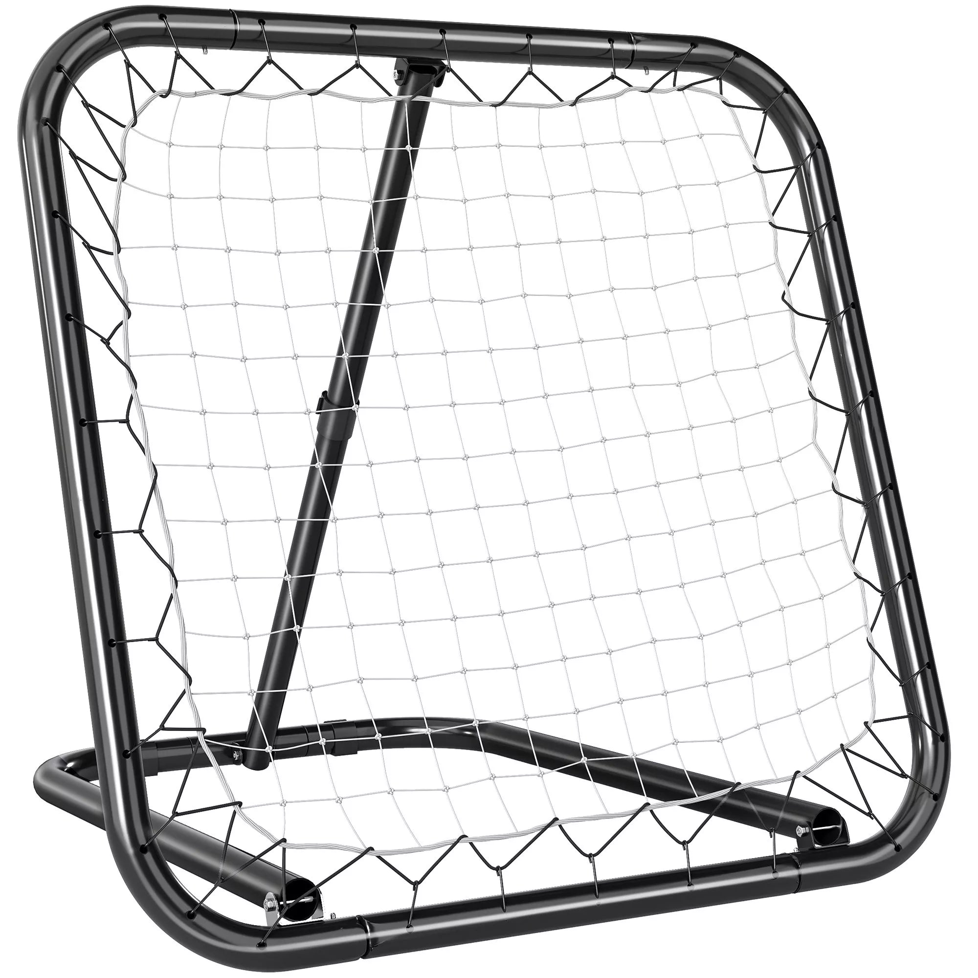 Futbolo atmušėjas, 78 x 84 cm atmušimo sienelė su kuoliukais, reguliuojama 5 pakopomis, nešiojama, "Kickback" vartai, futbolo vartai jaunimui, futbolo treniruočių priedas beisbolo treniruotėms, baltas