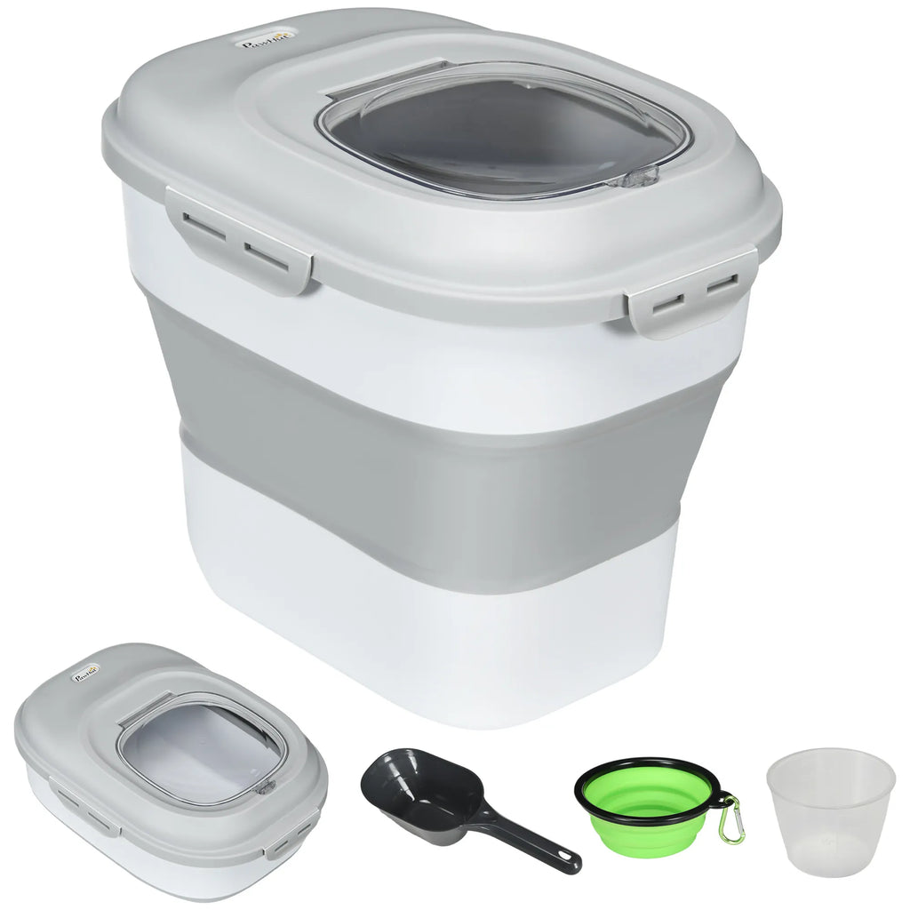 Gyvūnų ėdalo dėžė, sulankstoma, 25 l, pilka