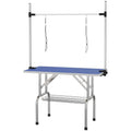 Gyvūnų priežiūros stalas vidaXL, reguliuojamas, 107 cm, mėlynas