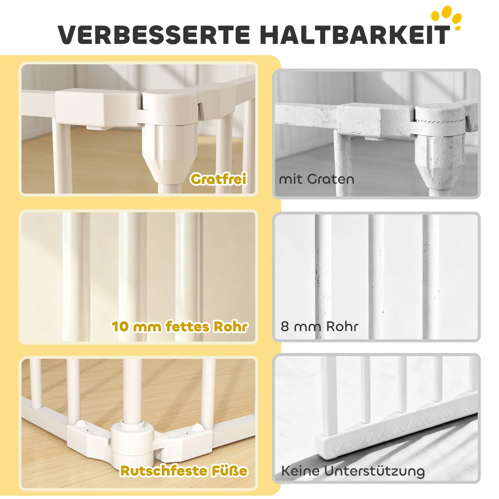 Gyvūnų tvora su durelėmis, 6 dalių, sulankstoma, balta
