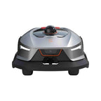 Sidabrinis vejos robotas iš priekio su juoda LiDAR jutiklio kupole