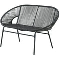 Rattaninis fotelis Boho stiliaus poilsio fotelis, 132 cm x 72 cm x 83 cm, juodas
