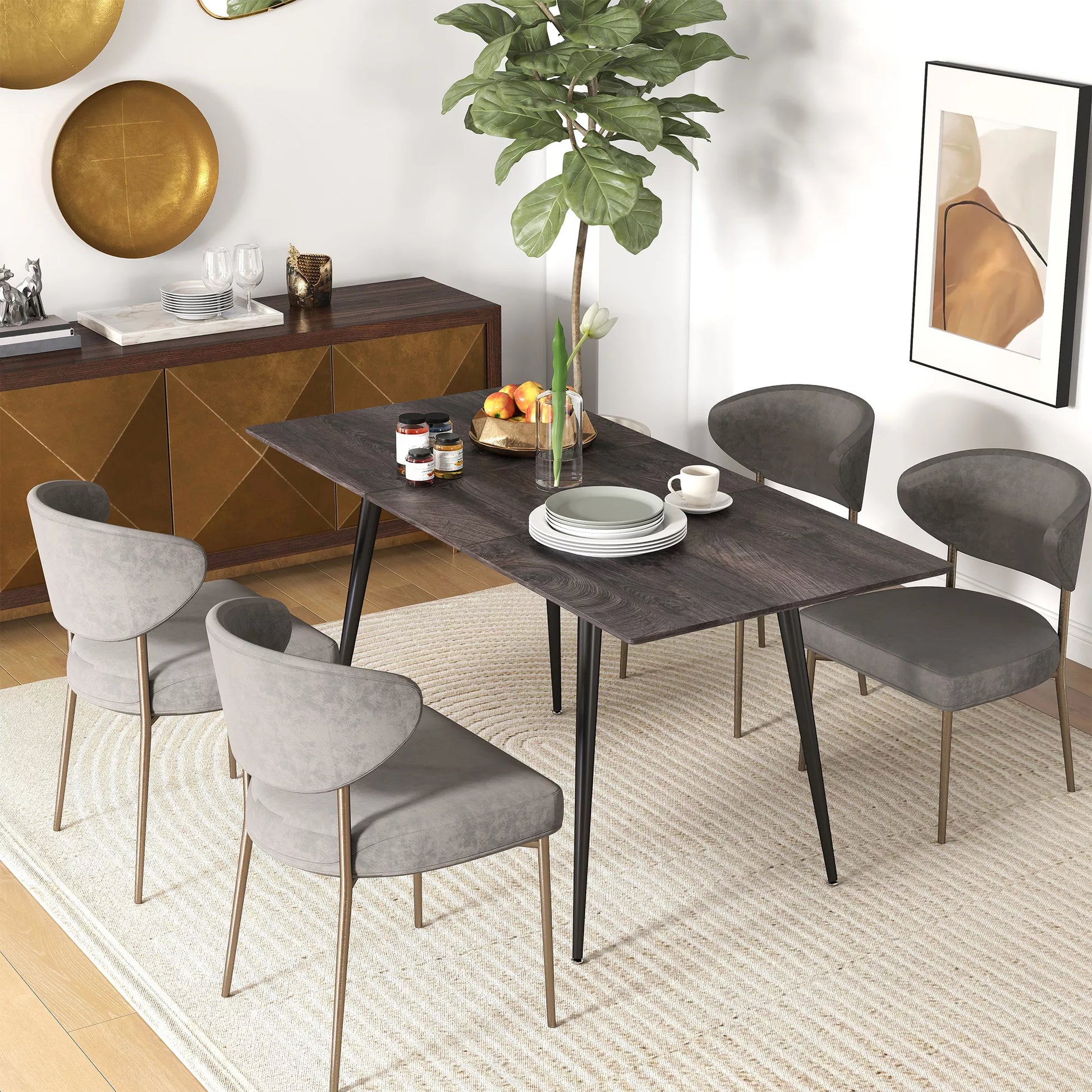 Išlankstomas valgomojo stalas, prailginamas stalas 6-8 žmonėms, virtuvės stalas su tvirtomis plieninėmis kojomis