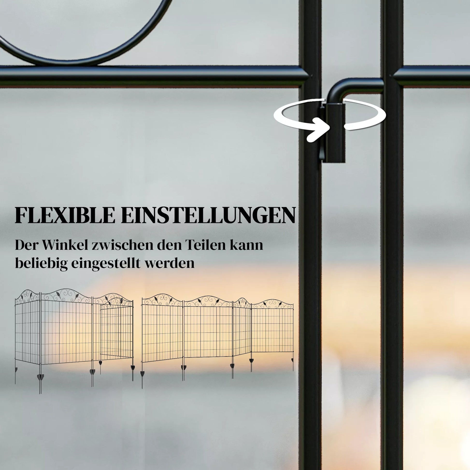 Sodo tvora Tvoros grotelės, vintage dizainas, atsparios atmosferos poveikiui, 365 cm x 0,8 cm x 112 cm, juodos spalvos