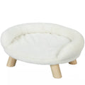 Naminių gyvūnų lovelė katėms ir šunims iki 5 kg/30 cm, skalbiama pliušinė apmušalas, kreminė balta spalva, 47 x 40 x 20 cm